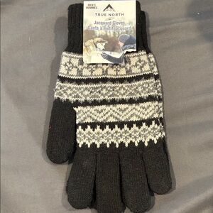 True North Black and Gray Jacquard Gloves